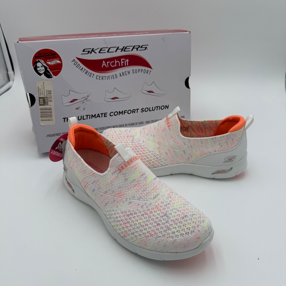 NEW Skechers Arch Fit Refine All Heart Sneakers 7 Slip On Comfort Confetti NWT